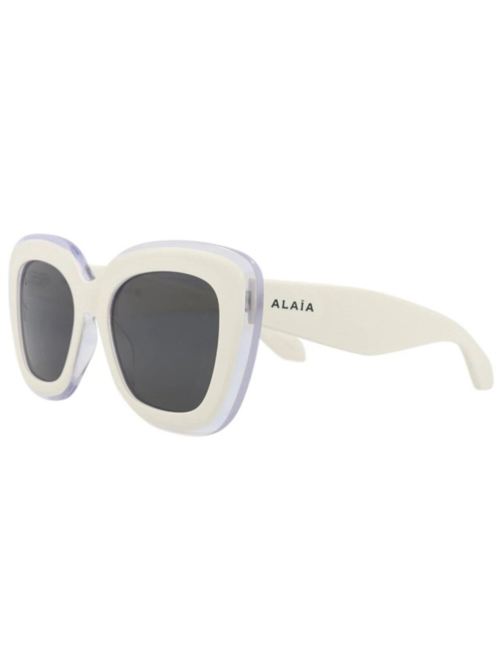 New Alaia Women's Sunglasses Square Rectangle Recycled Acetate Frame White White